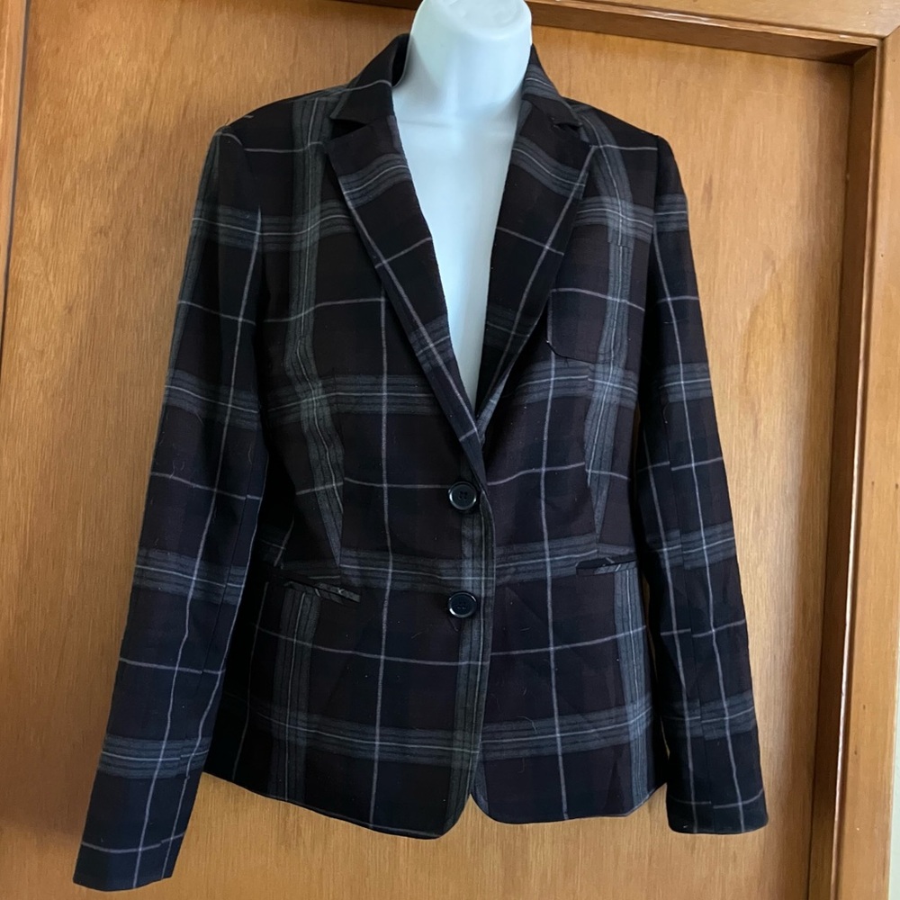Plaid Tailored Blazer Philosophy Black Grey Lined Sz 2